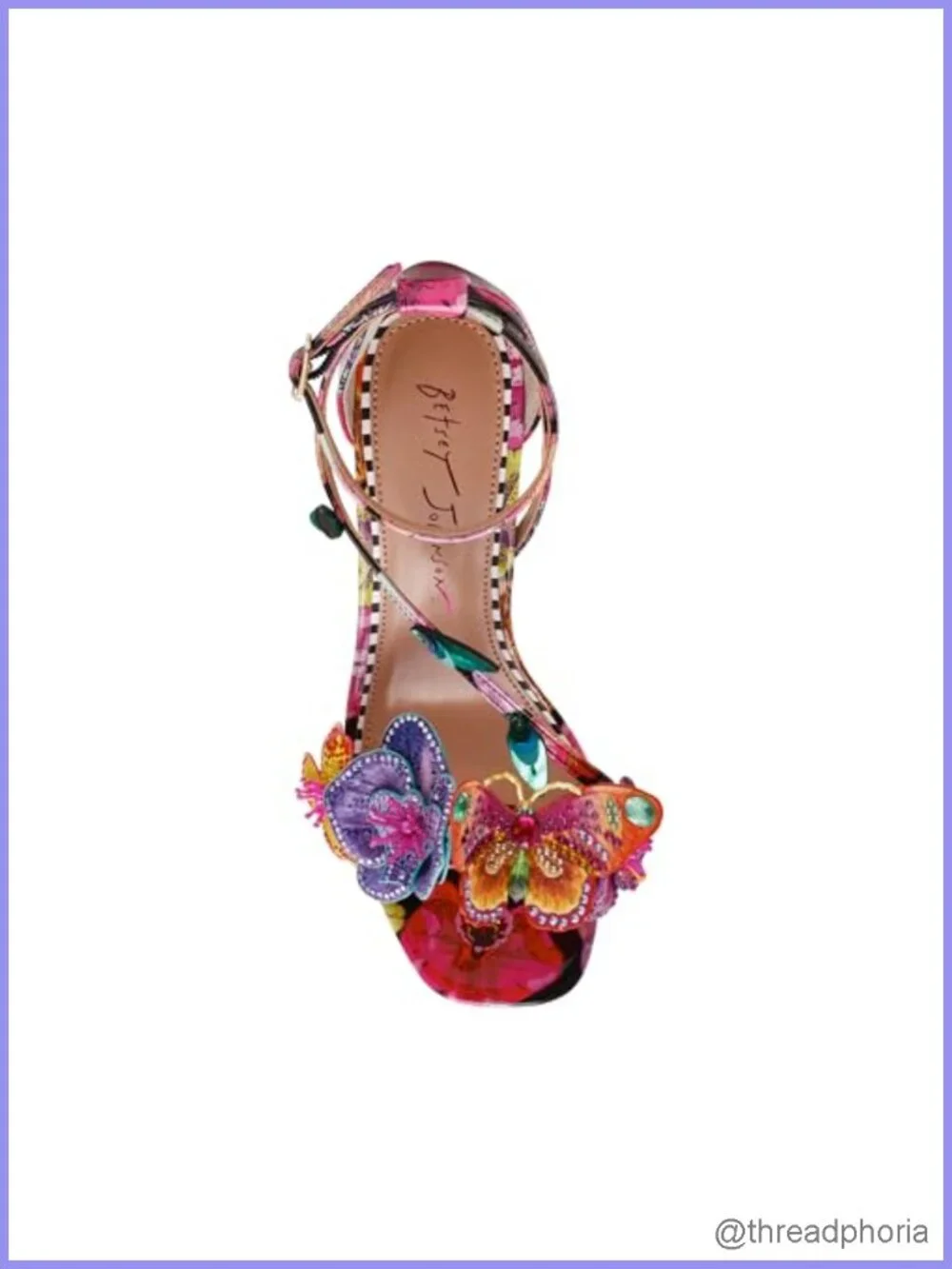 Betsey Johnson Camile Heeled Sandals with Flower Adornments Ankle Strap